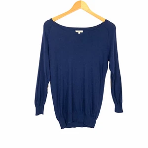 Joie Cashmere Wool Blend Elbow Patch Sweater XS Blue Long Sleeve Pullover - Picture 1 of 5