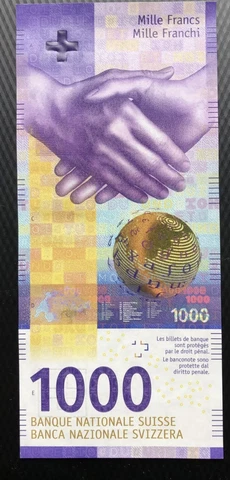 Switzerland 1000 Francs Banknote , 2017 series. Swiss 1000 franc bank bill. Cir Cover