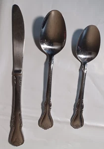CAMBRIDGE JESSICA GLOSSY STAINLESS FLATWARE OUTLINED EDGE SCROLLS CHINA - CHOICE - Picture 1 of 4