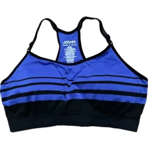 Jockey Sport Seamless Removable Cup Low Impact Sports Bra Blue Large New - Picture 1 of 7
