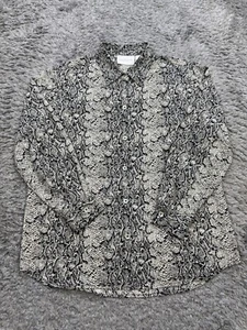 Liz Claiborne Top Women PS Small Snakeskin Animal Print Button Up Shirt Blouse - Picture 1 of 8