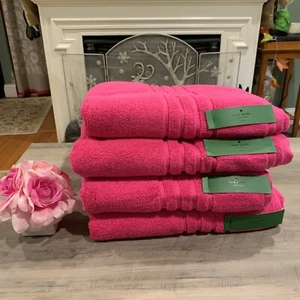 KATE SPADE NEW YORK HOT PINK PLUSH SOFT 4 PIECE BATH TOWEL SET NEW! - Picture 1 of 10
