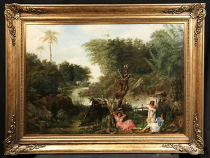 Gran Pintura Cubana Siglo XIX Cuadras Gitanos Campamento Antiguo - Imagen 1 de 23