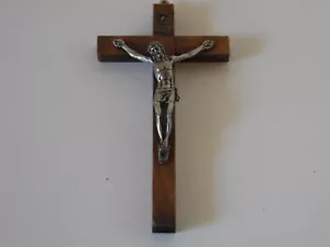 Vintage Holz und Metall Christliches Krankenruf Kruzifix, INRI, 4 Zoll #2 - Bild 1 von 3