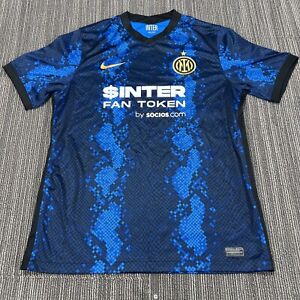 Inter Milano 2021-2022 Soccer Jersey Shirt Nike Dri-Fit Mens Large Blue Reptile