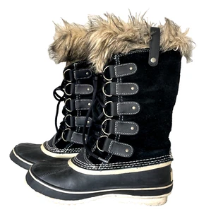 Sorel Joan of Arctic Damen Größe 8 Winter Schneestiefel schwarz Kunstfell wasserdicht - Bild 1 von 4