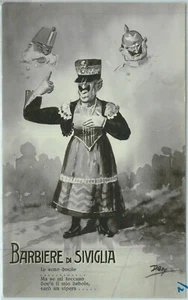 91914 - CARTOLINA d'Epoca - I Guerra SATIRICA - MUSICA Barbiere di Siviglia DOPY - Picture 1 of 1