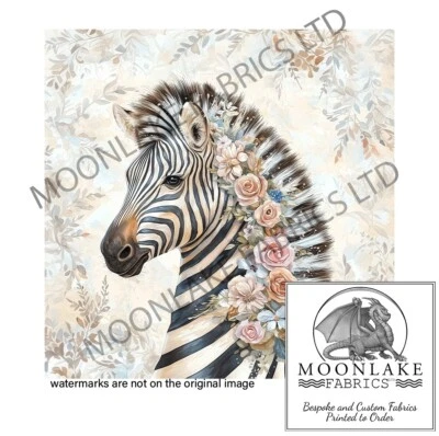 MOONLAKE DESIGNS Zebra ein kleines bisschen Bougie mit Blatt gemischtem Hintergrund in 100% Baumwolle oder Polyest