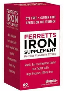 Ferretts Iron Supplement (Ferrous Fumarate) 325 mg, 60 Tablets 008130012061VL - Picture 1 of 2