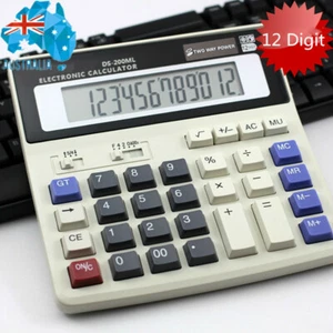 Electronic 12digits Calculator Desktop Solar&Battery Power Home Commercial Tool - Picture 1 of 12