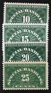 US Sc QE1-QE4 Green 10¢-25¢ 1925 Mint Never Hinged Original Gum VF+ Set - Picture 1 of 1