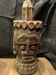 Maschera casco nigeriano a quattro facce - autentico legno intagliato a mano arte africana - Foto 1 di 5