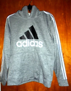 Boy's Adidas Charcoal Gray Fleece Lined Tech Hoodie Sweatshirt Size XL 18-20 - Picture 1 of 8