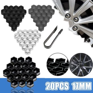 20x 17mm Car Wheel Nut Lug Cover Hub Screw Caps Glossy Bolt Rims Tire With Tool - Picture 1 of 23