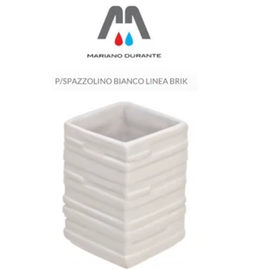 FERIDRAS BICCHIERE PORTA SPAZZOLINI SERIE BRIK BIANCO CERAMICA EFFETTO PIETRA - Foto 1 di 1