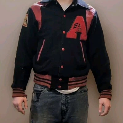 1950s Anniston Alabama Varsity Jacket Leather Wool Medium - Image 1 of 4