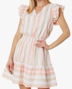 NWT Women's Vineyard Vines Striped V- Neck Smocked Flutter Sleeve Dress, Medium - Picture 1 of 10