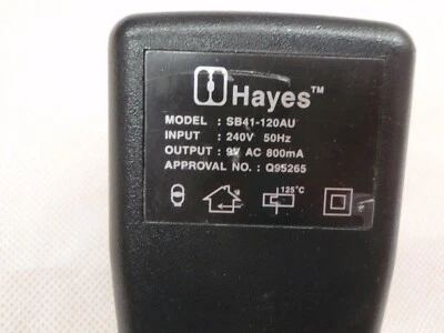 HAYES SB41-120AU 9V AC 800MA POWER ADAPTER for SMARTMODEM OPTIMA 288 MODEM AU - Image 1 of 4