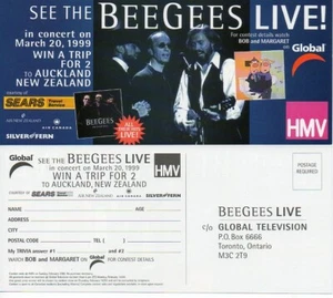 Tarjeta de concurso canadiense HMV 1999 Bee Gees L@@K - Imagen 1 de 1