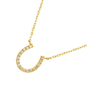 Star Jewelry Horseshoe Diamond 0.05ct Necklace 18K YG 750 90280408 - Picture 1 of 7