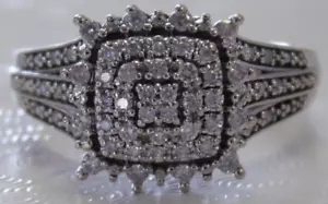 Ladies 10k White Gold Keepsake Diamond Ring, 1/2 cttw , Sz 7, 3.6 grams - Picture 1 of 10