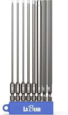 8pc Hex Bit Set Metric 6 Inch Long 1/4" Shank Hex Head Allen Wrench Screwdr - Image 1 of 2
