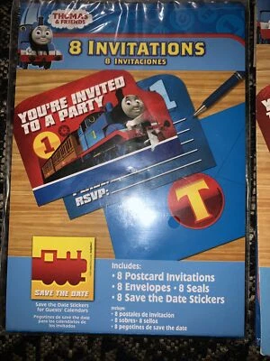 THOMAS All Aboard Friends INVITATIONS (8) 2pk~Birthday Party Supplies Stationery - Image 1 of 2