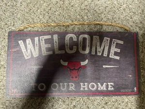 NEW Chicago Bulls Welcome to Our Home 12" x 6" Wood Sign Plaque Wall - Picture 1 of 1