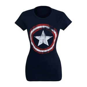 Captain America Women's Junior Distressed Symbol T-Shirt XX-Large - Picture 1 of 1