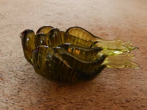3 Vintage Olive Green Art Glass Bird Figurine Nesting Stack Dishes Made In Italy - Picture 1 of 13