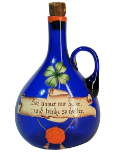 Vintage Glass Bohemian Cobalt Hand Enameled Decanter - Picture 1 of 5