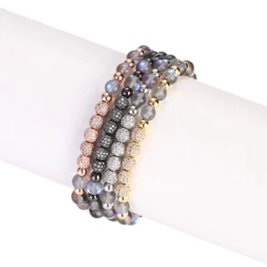 Fashion Moon Stone Bracelet Zircon Beads Braided Bracelet Adjustable Men Jewelry - Picture 1 of 15