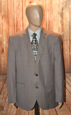 Savile Row Men London Bromley Brown & Blue Check Dual Vent Sports Coat Sz 48L - Image 1 of 4