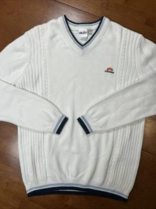 Suéter Pullover Ellesse Vintage Tejido Blanco Para Hombre Talla Grande - Imagen 1 de 14
