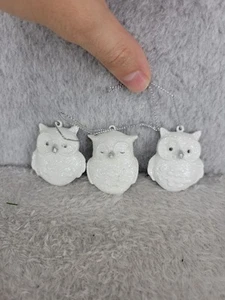 Set of 3 Owl Pendant Small Decorative Christmas Tree Ornament 1.5" - Picture 1 of 6