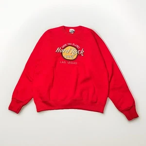 Vintage Hard Rock Cafe LAS VEGAS Red Pullover Sweartshirt Size MEDIUM M Women's - Picture 1 of 18