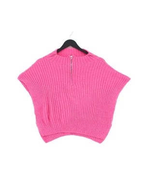 In The Style Women's Jumper UK 14 Pink Striped Acrylic with Nylon High Neck Vest - Image 1 of 4