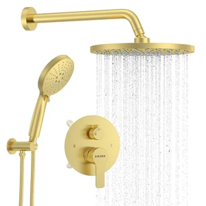 KOJOX Shower Set - Brushed Gold Finish, Powerful High Pressure Showerhead Sys... - Picture 1 of 8