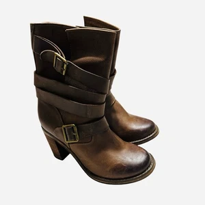 Jeffrey Campbell Ibiza Last Brown Leather Strap France Handmade Boots Women’s 7M - Picture 1 of 9