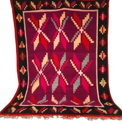 Tappeto berbero marocchino vintage Boujaad fatto a mano viola diamante... - Immagine 1 di 4