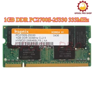 Sodimm Memory RAM Hynix 1GB DDR PC2700S-25330 333MHz CL2.5 HYMD512M646BF8-J  - Picture 1 of 2