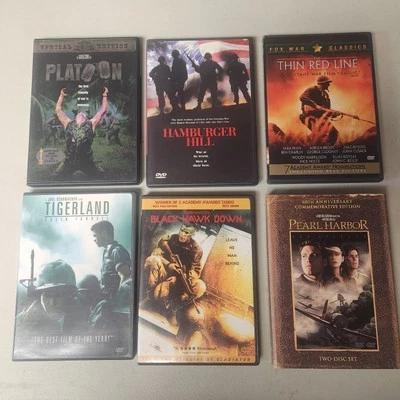 Platoon-Hamburger Hill-Thin Red Line-Tigerland & More DVD Combat Lot - Image 1 of 4