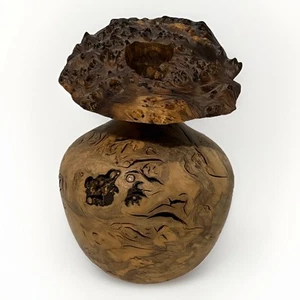 Rare Stunning Rod Cronkite MYRTLE Burl Wood Jack In The Pulpit Style Vase 9” - Picture 1 of 6