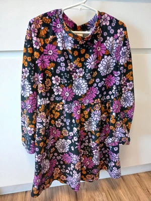 Vestido Jumping Beans Estampado Floral Elastizado Pana Manga Larga Púrpura Niñas 6x Foto 1 de 4