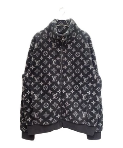 LOUIS VUITTON/ Monogram Fleece Jacket Black x Gray Size: XL - Picture 1 of 10
