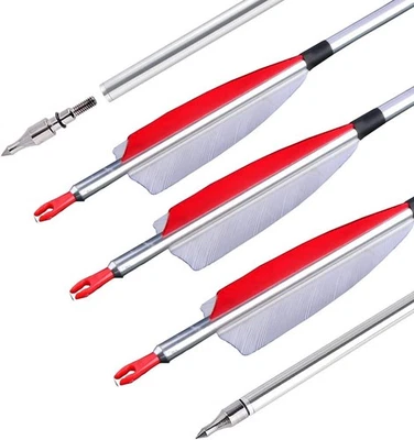 6/12 X 30'' Aluminum Arrow SP500 4'' Shield Natural Feather Shooting Archery - Image 1 of 4