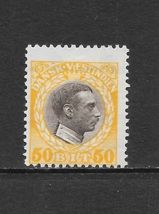 DANISH WEST INDIES SCOTT 58 MH FINE - 1915 50b YELL & BRN  ISSUE - CHRISTIAN X - Picture 1 of 2