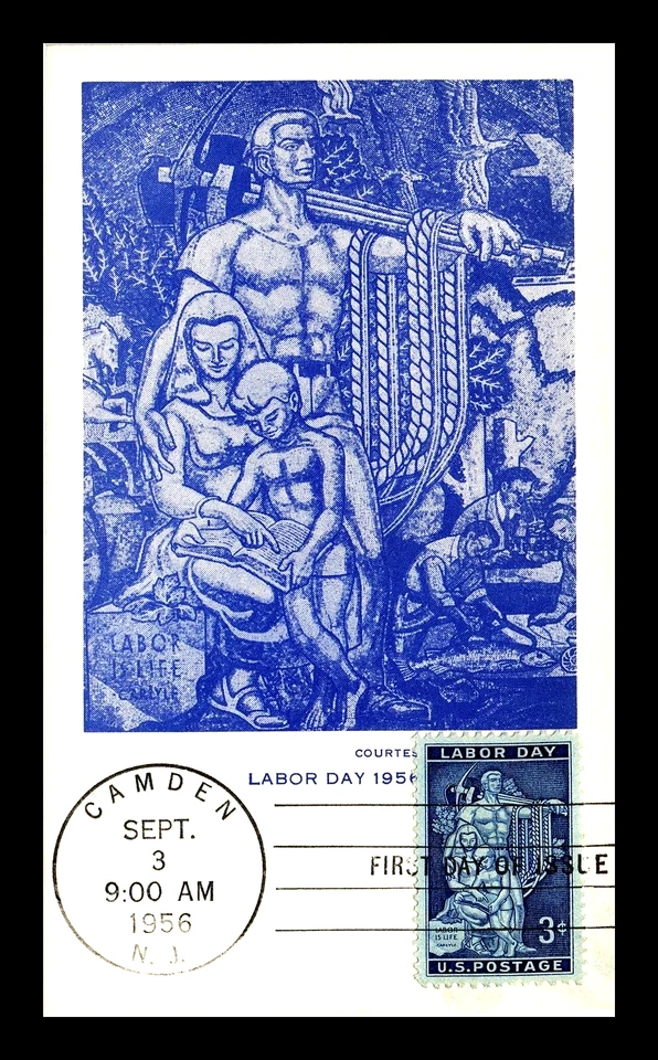 1082 3c Stamp (1956) THE GREAT LABOR DAY - IN THE USA - FDC ON MAXIMUM CARD - Image 1 of 1
