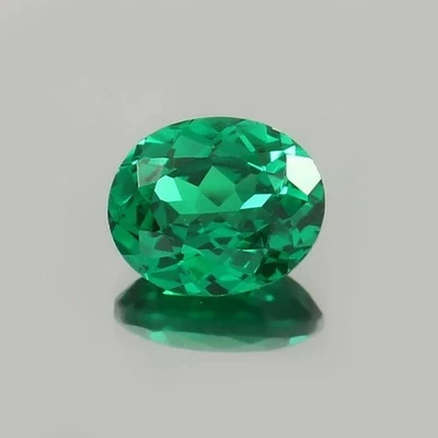 9x7MM Flawless Lab Grown Green Emerald Oval Cut Calibrated Loose Gemstone K252 - Image 1 of 4
