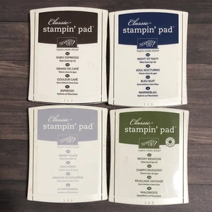 Stampin Up Lot MOSSY MEADOW, NIGHT OF NAVY, EARLY ESPRESSO, SMOKY SLATE Ink Pads - Picture 1 of 2